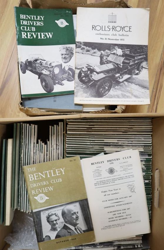 A collection of 1970s Bentley Drivers Club Review and Rolls Royce Club bulletin magazines